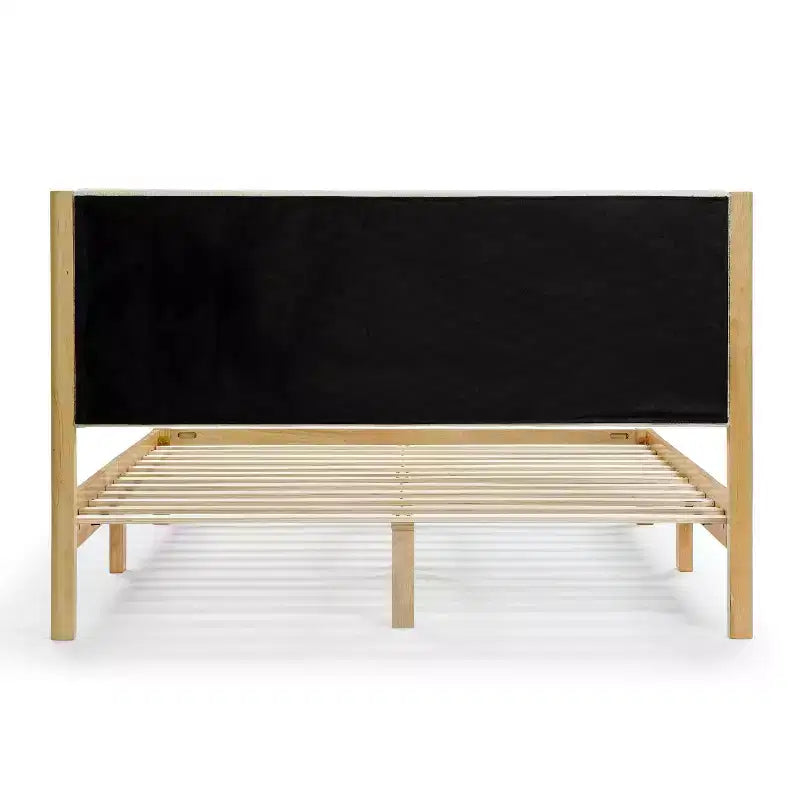 Queen Platform Bed with Boucle Upholstery