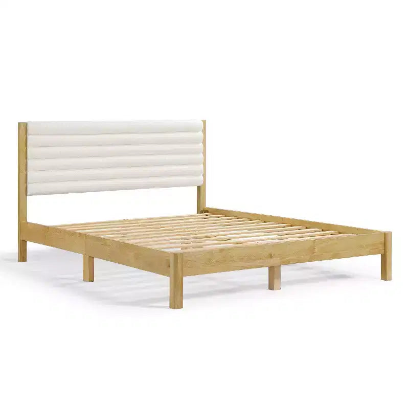 Queen Platform Bed with Boucle Upholstery