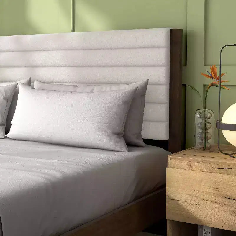 Queen Platform Bed with Boucle Upholstery
