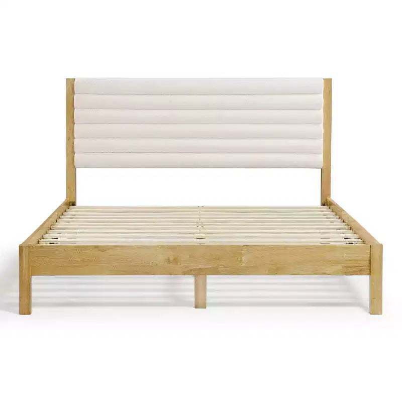 Queen Platform Bed with Boucle Upholstery