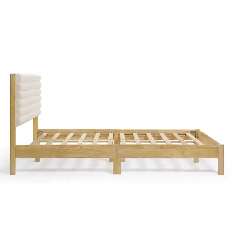 Queen Platform Bed with Boucle Upholstery