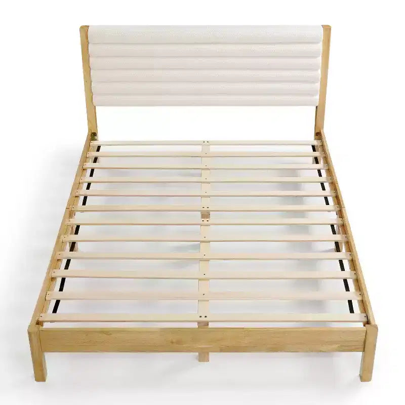 Queen Platform Bed with Boucle Upholstery