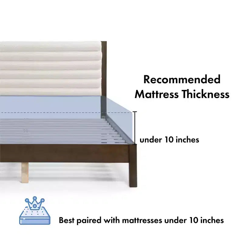 Queen Platform Bed with Boucle Upholstery