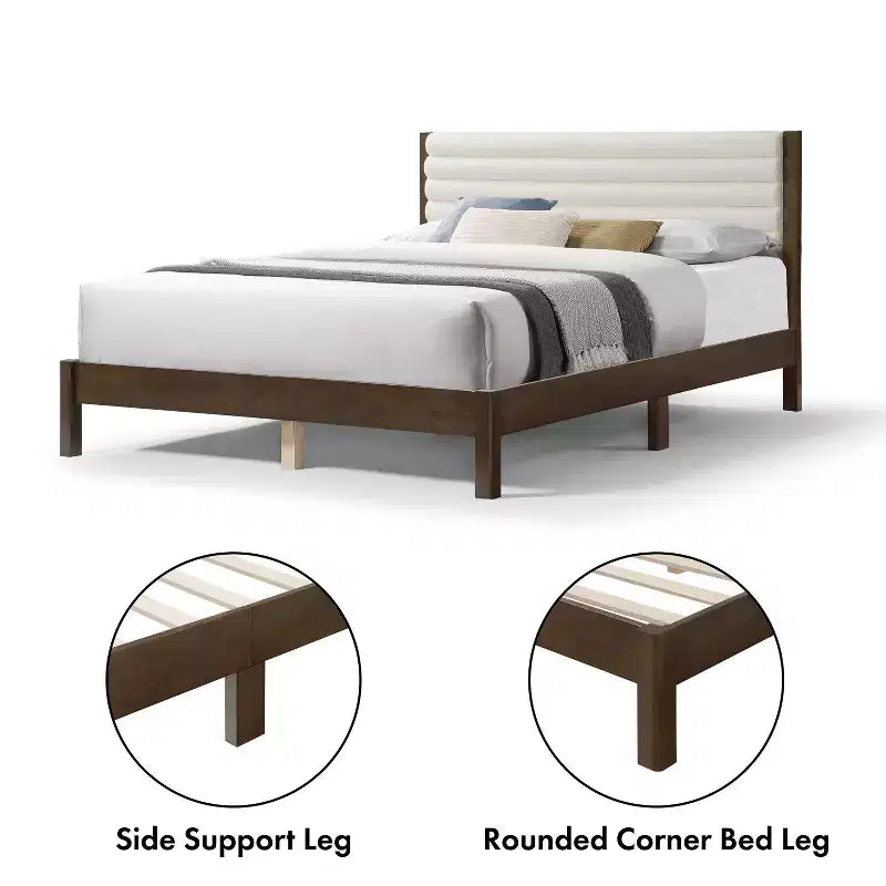 Queen Platform Bed with Boucle Upholstery
