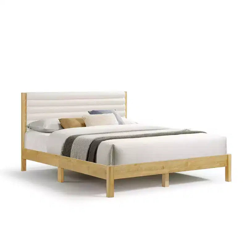 Queen Platform Bed with Boucle Upholstery