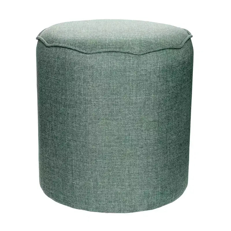Round Scalloped Upholstered Ottoman