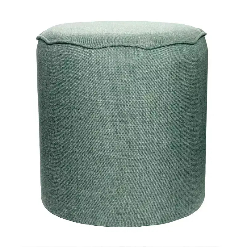 Round Scalloped Upholstered Ottoman
